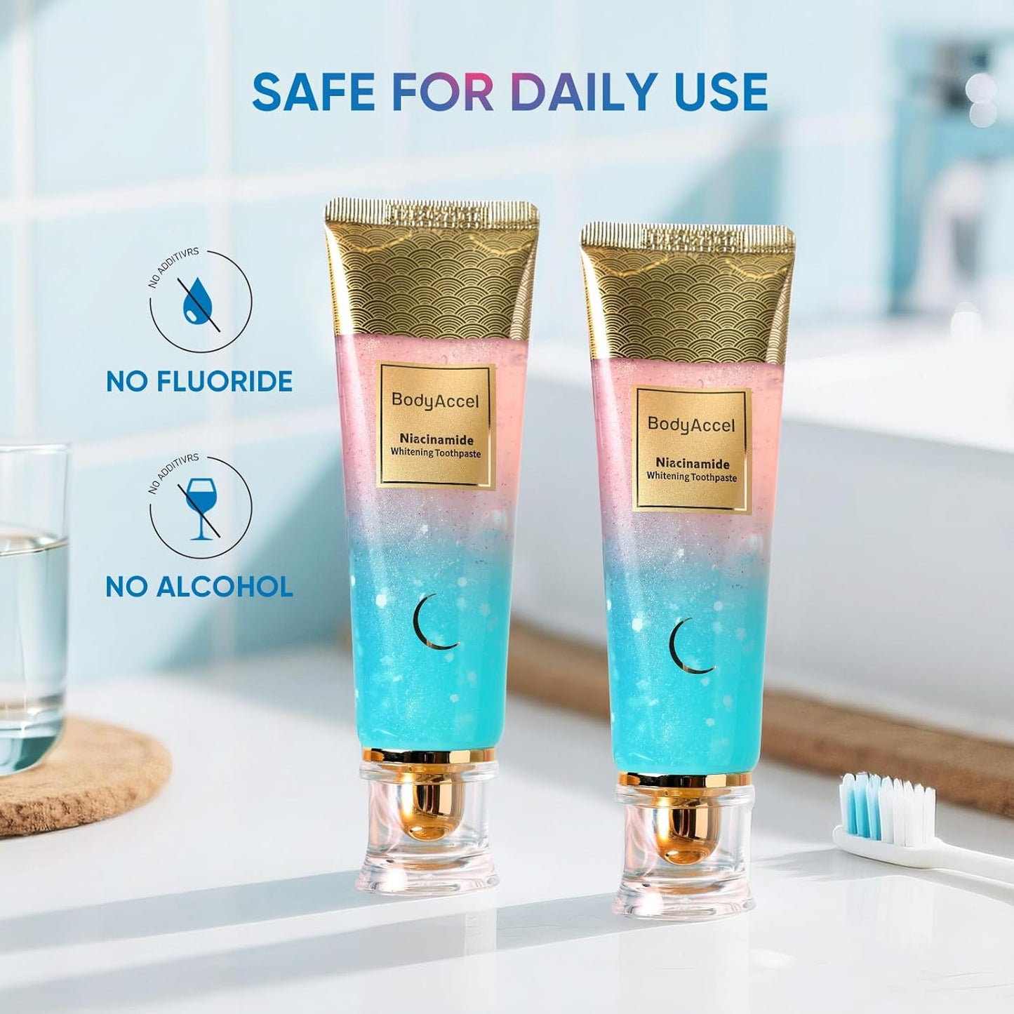 Transform Your Smile with Niacinamide Whitening Toothpaste - Natural Deep Stain Removal & Fresh Cherry Blossom Peach Flavor for Optimal Gum Health!