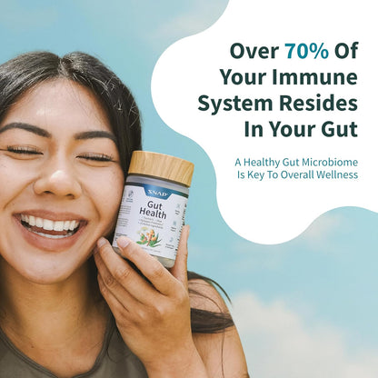 SNAP Gut Health Supplement – Turmeric, Aloe & Pylopass Probiotics – 17 Active Ingredients for Bloating Relief, Digestive Support & Healthy GI Tract – Dietary Supplement, 50 Capsules